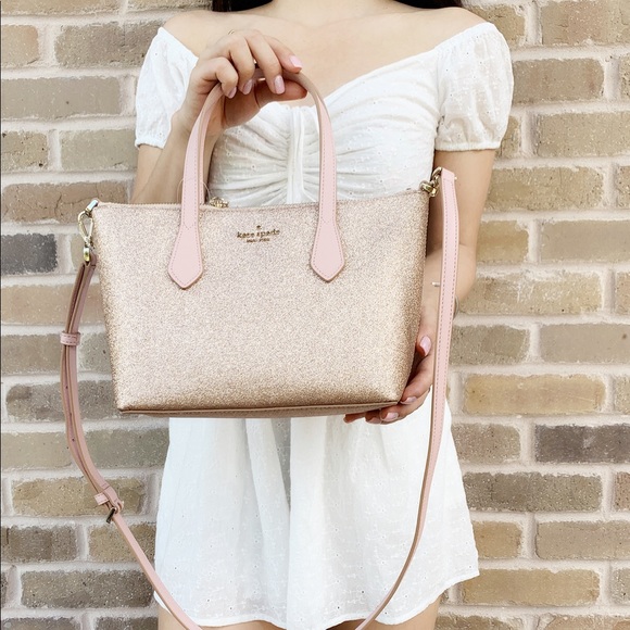 👜Kate Spade Glitter Satchel&Crossbody Rose Gold - Picture 5 of 6